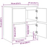  Kreveta 2 pcs Staro drvo 70 x 41 x 75 cm Konstruirano drvo | shoptok.hr