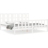The Living Store Posteljni okvir z vzglavjem bel 180x200 cm trden les - Posteljni Okvir, (21529195) | Shoptok.si