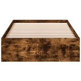 vidaXL Posteljni okvir s predali dimljen hrast 90x200 cm inž. les | Shoptok.si