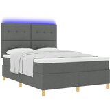 vidaXL Boks vzmetnica z vzmetnico & LED Temno Siva 140x190 cm Tkanina | Shoptok.si