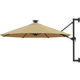 vidaXL Stenski senčnik z LED in kovinskim drogom 300 cm taupe Cene