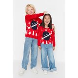 Trendyol Red Jacquard Girls Knitwear Sweater Cene
