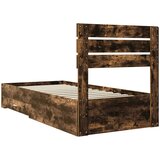  Krevetna konstrukcija Dimljeni hrast i srebrna 75 x 190 cm | shoptok.hr