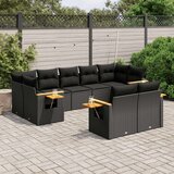  9-dijelni set vrtnih sofa s jastucima crni od poliratana | shoptok.hr