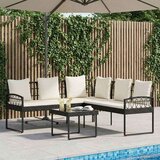  Set vrtnog kauča s jastukom 2 pcs Crna Poli Rattan i čelik - Crna | shoptok.hr
