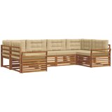  Set vanjskih sofa 6 kom. Prirodna i bež Čvrsto drvo akacije 325 x 170,5 x 73 cm | Shoptok.si