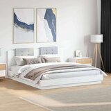  Okvir kreveta s uzglavljem bijeli 200x200 cm konstruirano drvo | shoptok.hr