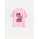 Reserved Pamučna majica s printom - ružičasta | shoptok.hr