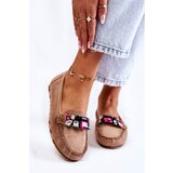 Kesi Women's suede loafers with decorations Beige Janetta | Shoptok.si