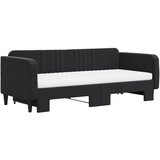  Dnevni krevet na razvlačenje s madracima crni 90x200 cm baršun | shoptok.hr