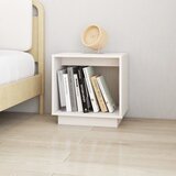 The Living Store Nočna omarica bela 40x30x40 cm trdna borovina - Nočna Omarica, (21432355) Cene