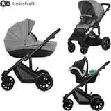 Kinderkraft otroški voziček 3v1 prime™ lite grey + mink™ pro