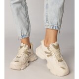 Gemre Beige women's sports sneakers with a gold insert Sandra | Shoptok.si