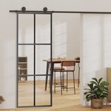 Furnova Drsna vrata ESG steklo in aluminij 76x205 cm črna, (21944775) Cene