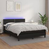 Maison Chic Box spring postelja - Vzmetna postelja z vzmetnico LED črna 140x190 cm um. usnje SL15640, (21905556) | Shoptok.si