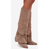 Boto Women's Slip-On Boots On Heel With Decorative Strap Beige Jolivine | shoptok.hr