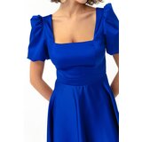 Lafaba Women's Sax Balloon Sleeve Flared Cut Mini Satin Evening Dress | Shoptok.si