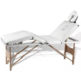  Krem bijeli sklopivi stol za masažu s 4 zone i drvenim okvirom