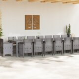 vidaXL 17 delni vrtni jedilni set s blazinami svetlo siva poli ratan - - Svetlo siva - 139.9 - Velike - | Shoptok.si