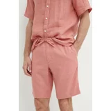 Tommy Hilfiger Lanene kratke hlače roza barva, MW0MW34498