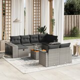 Maison Chic Seti vrtnega pohištva - Vrtna garnitura - Vrtni pohištvo set 11-delna z blazinami siv poli ratan, (21809838) | Shoptok.si