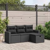  The Living Store Vrtna sedežna garnitura 4-delna z blazinami črna poli ratan - Vrtna Sedežna Garniture, (21476229) | Shoptok.si