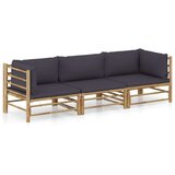  Sedežna garnitura z blazinami 3-delna temno siva bambus | Shoptok.si