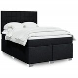 vidaXL Box spring postelja z vzmetnico črna 140x200 cm blago | Shoptok.si