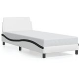  The Living Store Posteljni okvir z vzglavjem bel in črn 90x200 cm umetno usnje - Posteljni Okvir, (21455235) | Shoptok.si