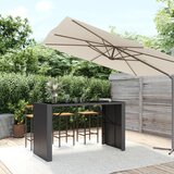vidaXL barska miza s stekleno ploščo črna 185x80x110 cm poli ratan | Shoptok.si