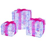vidaXL Darilna škatla med 60 LED 3 pcs Modra 20 x 20 x 20 cm Akril | Shoptok.si