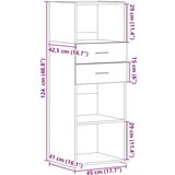  Visoka komoda siva boja hrasta 45x42,5x124 cm konstruirano drvo | shoptok.hr