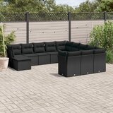 vidaXL 12-dijelni set vrtnih sofa od poliratana s jastucima crni | shoptok.hr