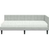  Kutni okvir kreveta s madracem Svjetlosiva 90 x 190 cm Baršun | shoptok.hr