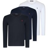 Dewberry TRIPLE SET T8587 V COLLAR MEN'S SWEATSHIRT-BLACK-WHITE-LACİVERT | Shoptok.si