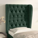  Vzglavje z u&amp;scaron;esi temno zeleno 83x23x118/128 cm žamet, (20952654) Slike