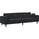 vidaXL Žametni kavč z blazino z blazino Črna 208 cm Žamet | Shoptok.si