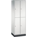 C+P dvonadstropna jeklena garderobna omara intro, šxg 620 x 500 mm, 4 predelki, korpus svetlo siv, vrata svetlo siva | Shoptok.si