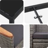 vidaXL 3-delni vrtni jedilni set z blazinami siva poli ratan | Shoptok.si