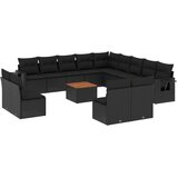  14-dijelni set vrtnih sofa s jastucima poliratan crni | shoptok.hr