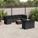 vidaXL 10-dijelni set vrtnih sofa s jastucima crni od poliratana | shoptok.hr