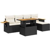 vidaXL Vrtna sedežna garnitura z blazinami 6-delna črn ratan/akacija, (21782962) | Shoptok.si