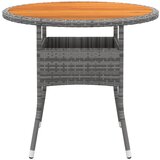 The Living Store Vrtna miza Ø80x75 cm akacijev les in poli ratan siva - Vrtna Miza, (21468168) | Shoptok.si