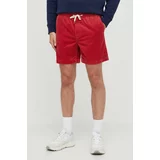 Polo Ralph Lauren Kratke hlače iz rebrastega žameta rdeča barva