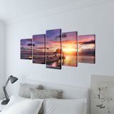  Zidne Slike na Platnu s Printom Pješčane Plaže i Paviljona 100 x 50 cm | shoptok.hr