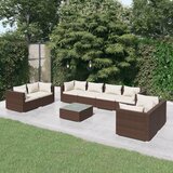 The Living Store Vrtna sedežna garnitura 9-delna z blazinami poli ratan rjava - Vrtna Sedežna Garnitura, (21472224) | Shoptok.si