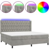 The Living Store Box spring postelja z vzmetnico LED svetlo siva 200x200cm žamet - Box Spring Postelja, (21491816) | Shoptok.si