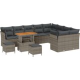 vidaXL set vrtnih kauča od 12 dijelova s jastučićima sivi poli ratan akacija | shoptok.hr