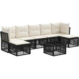 vidaXL Vrtna sedežna garnitura 8 pcs Črna poli ratan, (5000270320) | Shoptok.si