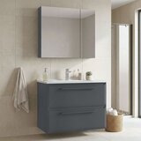 Hanah home Nuvola 80 v2 - 185 Anthracite Bathroom Cabinet With Sink & Mirror Set (2 Pieces) Cene